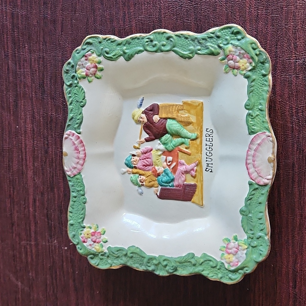 Vintage 1880's Smugglers Staffordshire Figure Wall Plaque